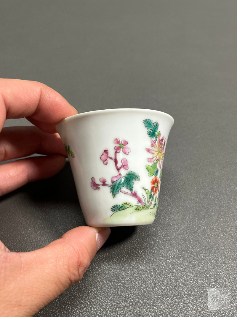 清道光  粉彩花卉纹杯（一对） - 图6